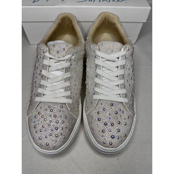 Betsy Johnson SIDNY all-over Pearl Platform Sneakers Ivory Size 11 Bridal - Picture 4 of 12